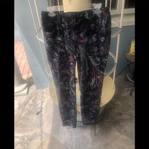 Carlisle Navy Blue Floral Cotton Pants.  Size 4